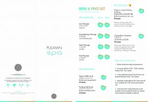 Pullman Spa Menu